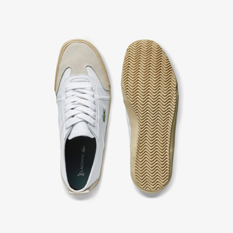 Lacoste Contest Lær and Semsket Skinn Sneakers Hvite Hvite | 5EdCEI7H