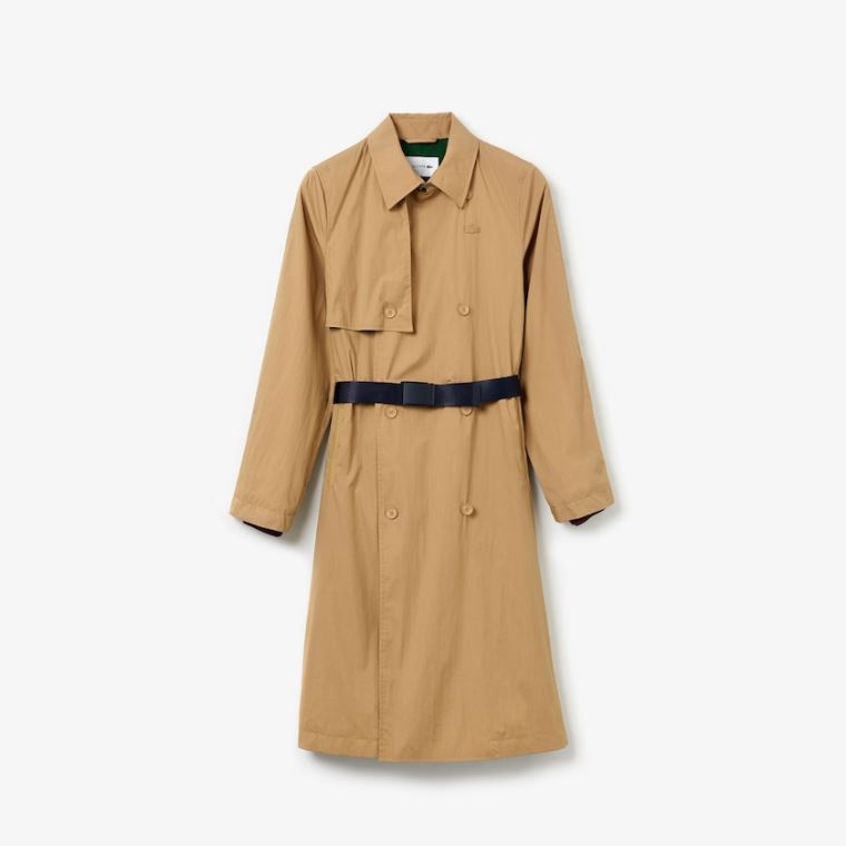 Lacoste Contrast Belt Trench Coat Beige | ggQXtgbm