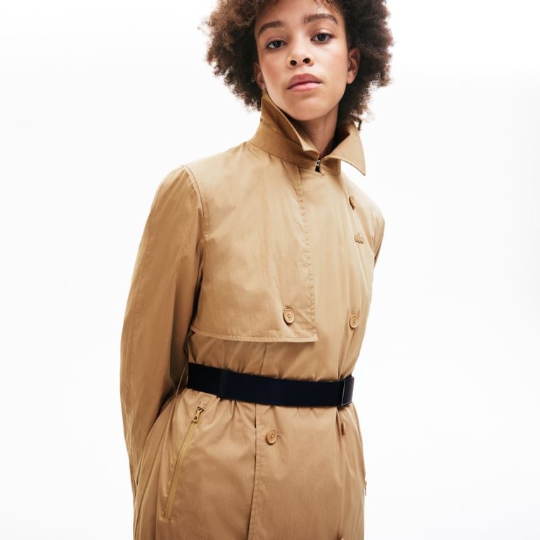 Lacoste Contrast Belt Trench Coat Beige | ggQXtgbm