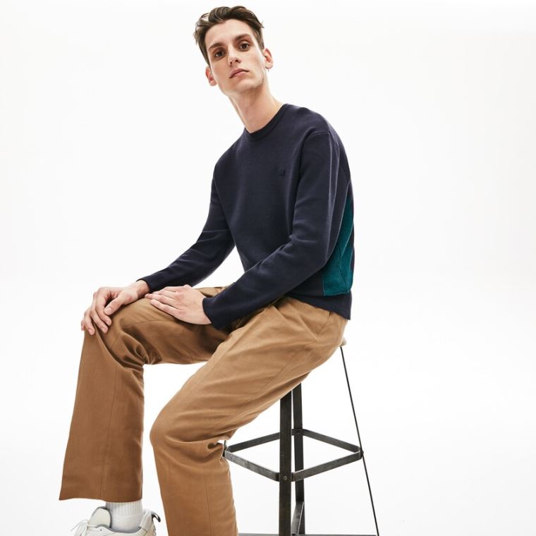 Lacoste Contrast Effects Knit Genser Marineblå Blå | 5HbXOQyu