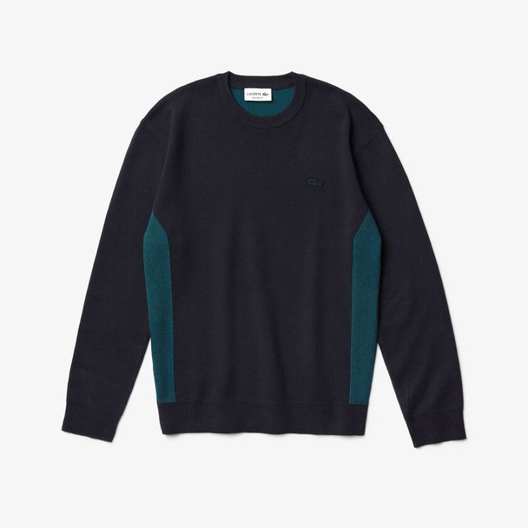 Lacoste Contrast Effects Knit Genser Marineblå Blå | 5HbXOQyu