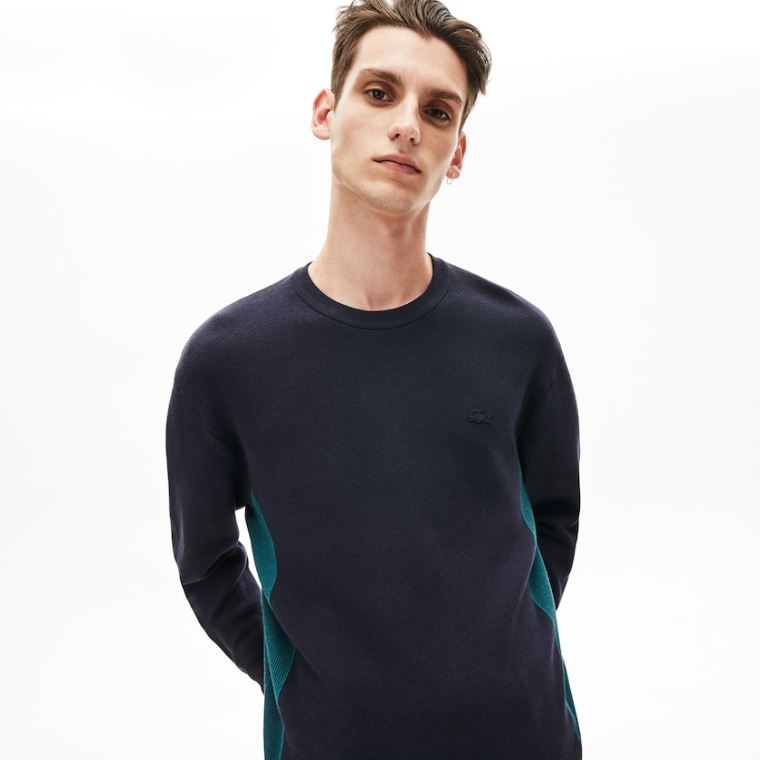 Lacoste Contrast Effects Knit Genser Marineblå Blå | 5HbXOQyu