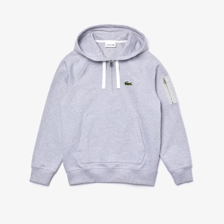 Lacoste Contrast Pocket Fleece Sweatshirt Grå | j7Gq9d2v