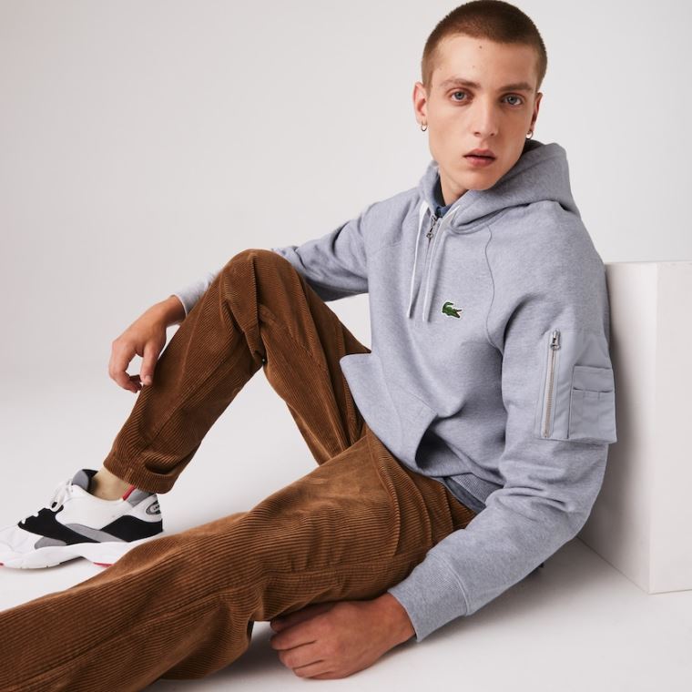 Lacoste Contrast Pocket Fleece Sweatshirt Grå | j7Gq9d2v