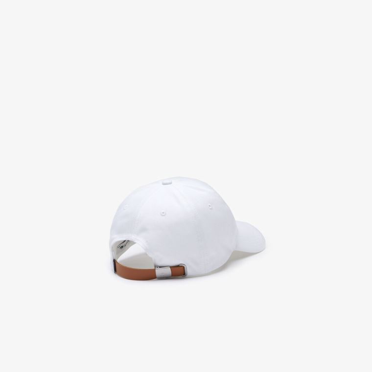 Lacoste Contrast Reima And Crocodile Bomull Cap Hvite | LygmCQwb