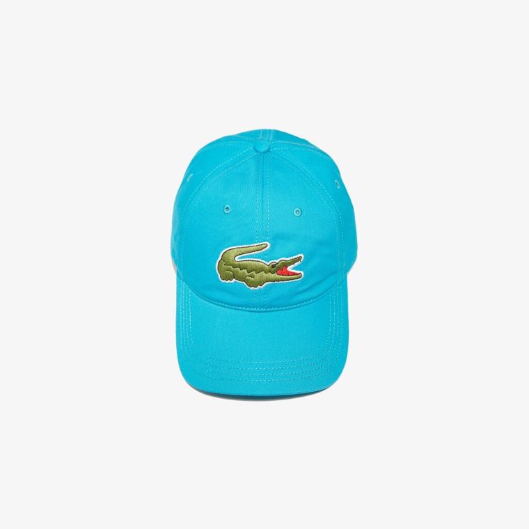 Lacoste Contrast Reima And Oversized Crocodile Bomull Cap Blå | EFb7zNPT