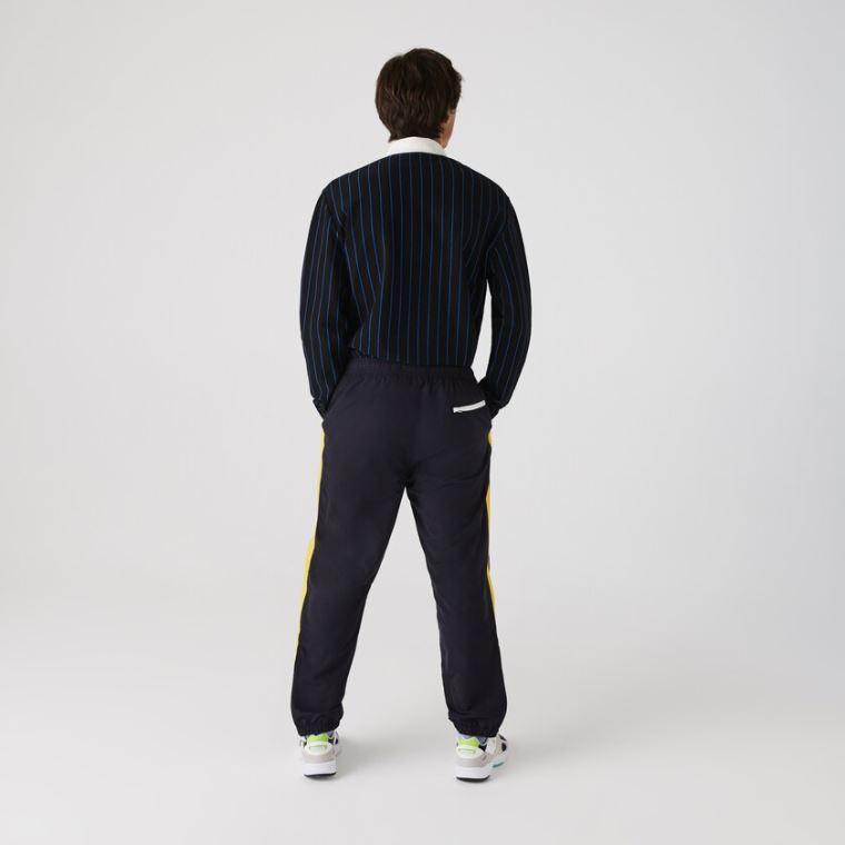 Lacoste Contrast Striped Vann-Repellant Tracksuit Pants Marineblå Blå Gul Hvite | PsrE5Anw