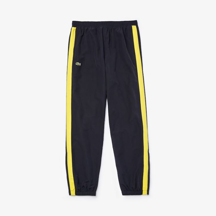 Lacoste Contrast Striped Vann-Repellant Tracksuit Pants Marineblå Blå Gul Hvite | PsrE5Anw