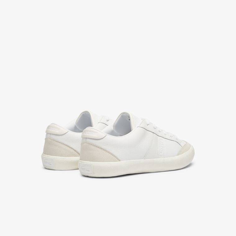 Lacoste Coupole Lær Textured Sneakers Hvite Grå | KXnv5qAl