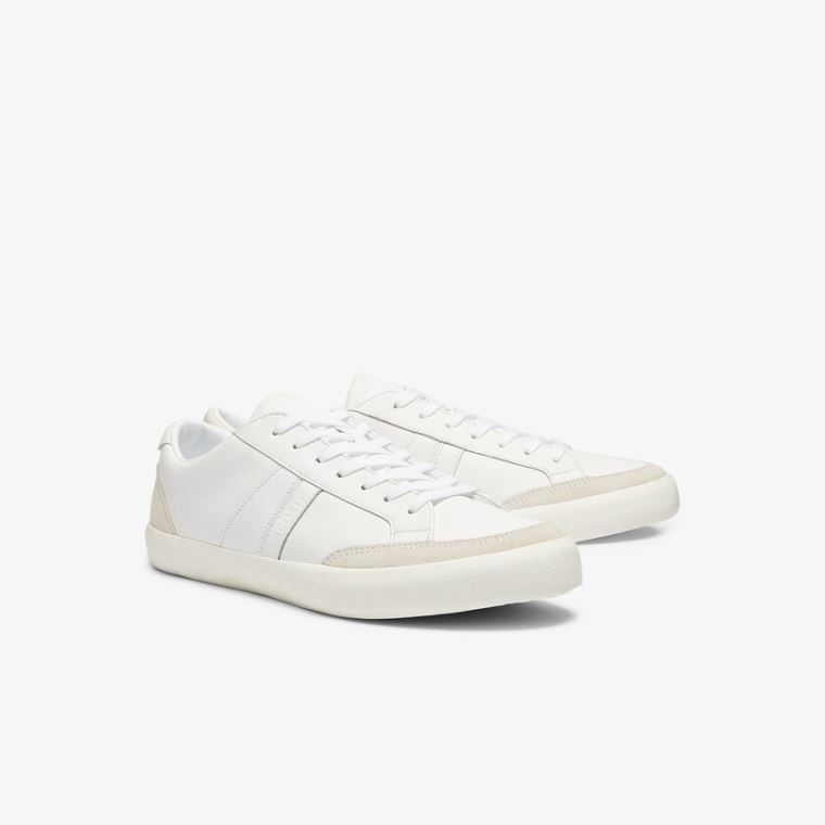 Lacoste Coupole Lær and Semsket Skinn Sneakers Hvite Grå | Tzxh2KW2