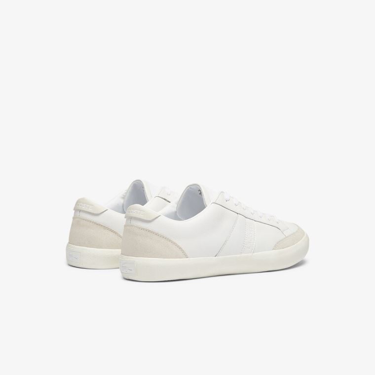 Lacoste Coupole Lær and Semsket Skinn Sneakers Hvite Grå | Tzxh2KW2