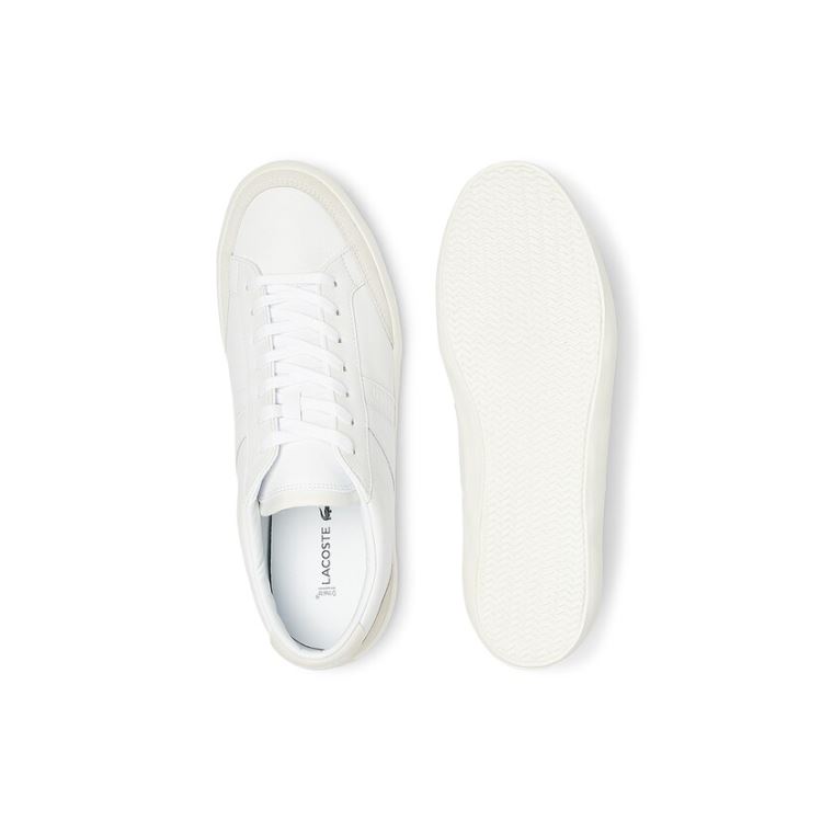 Lacoste Coupole Lær and Semsket Skinn Sneakers Hvite Grå | Tzxh2KW2