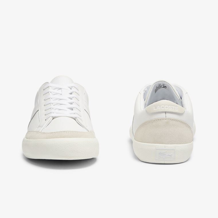 Lacoste Coupole Lær and Semsket Skinn Sneakers Hvite Grå | Tzxh2KW2