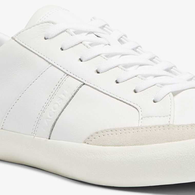 Lacoste Coupole Lær and Semsket Skinn Sneakers Hvite Grå | Tzxh2KW2