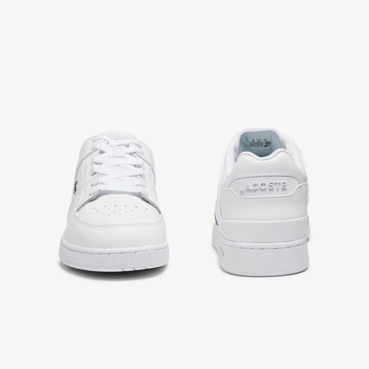 Lacoste Court Cage Lær Sneakers Hvite | WAHxSLET