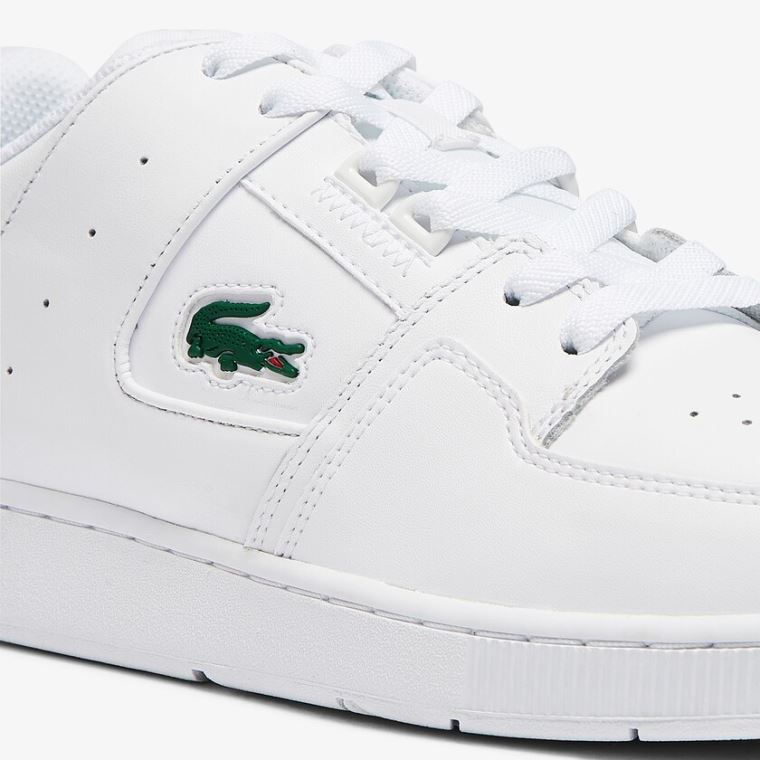 Lacoste Court Cage Lær Sneakers Hvite | WAHxSLET