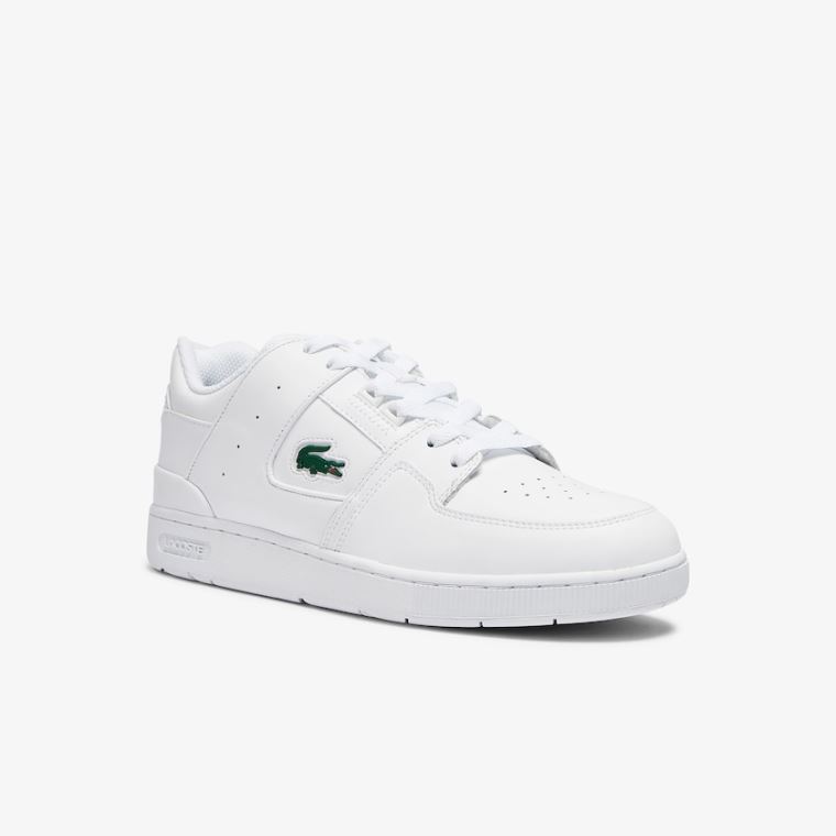 Lacoste Court Cage Lær Sneakers Hvite | WAHxSLET