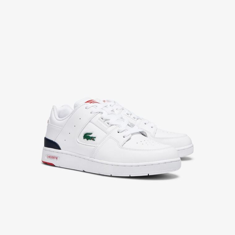 Lacoste Court Cage Lær Sneakers Hvite Beige | gxRqw9uW