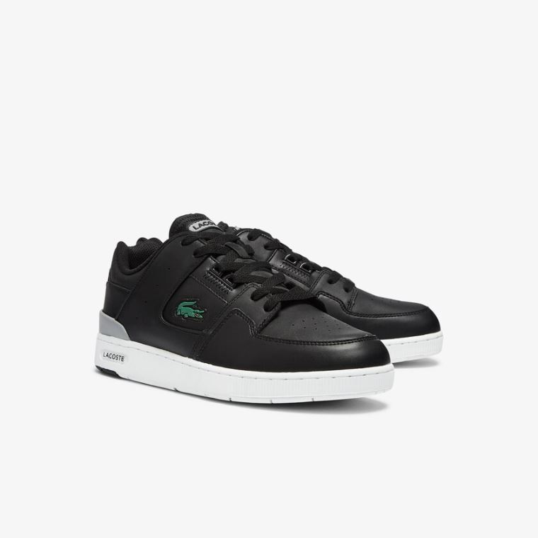 Lacoste Court Cage Lær Sneakers Svarte | CAJtWeLj