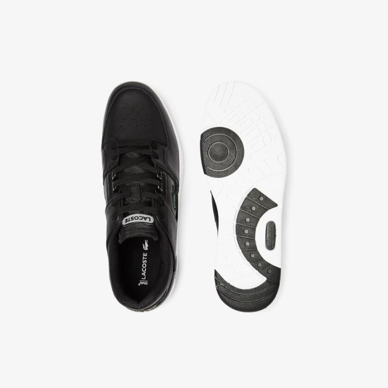 Lacoste Court Cage Lær Sneakers Svarte | CAJtWeLj