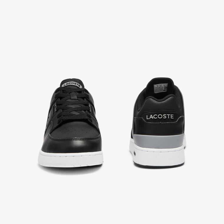 Lacoste Court Cage Lær Sneakers Svarte | CAJtWeLj