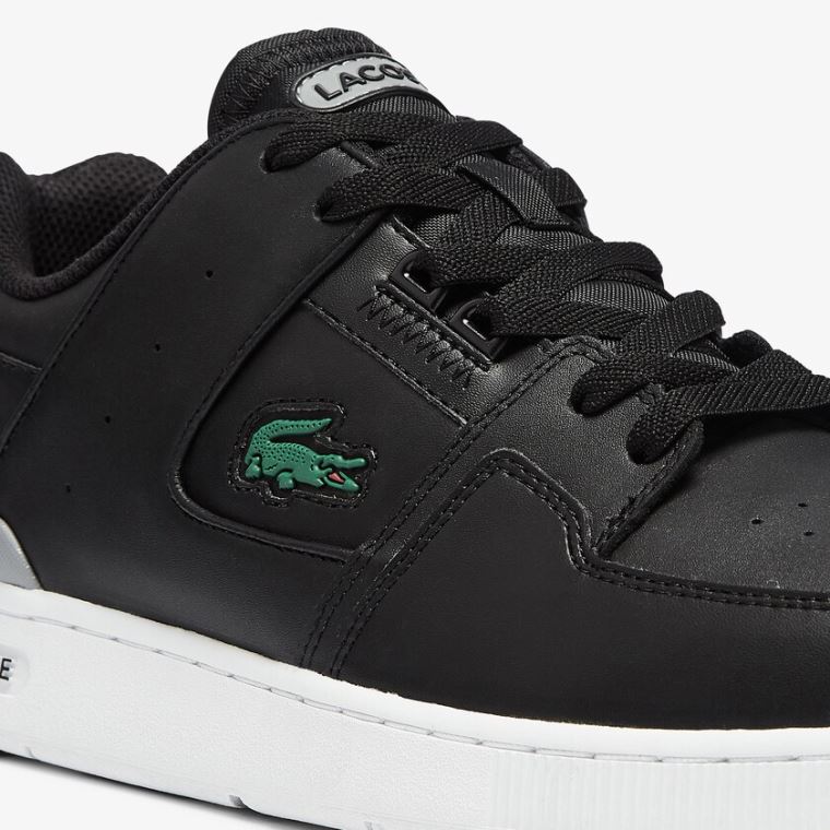 Lacoste Court Cage Lær Sneakers Svarte | CAJtWeLj