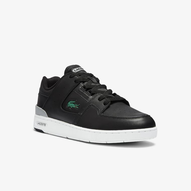 Lacoste Court Cage Lær Sneakers Svarte | CAJtWeLj