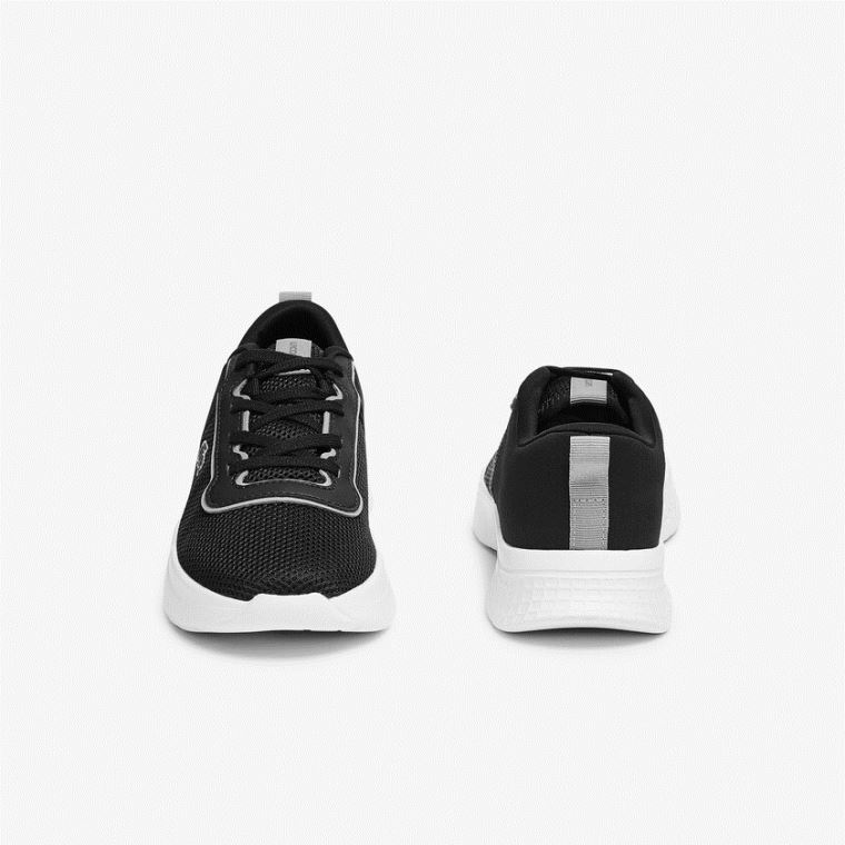 Lacoste Court-Drive Tekstil Air Mesh Sneakers Svarte | R3eiX8ja