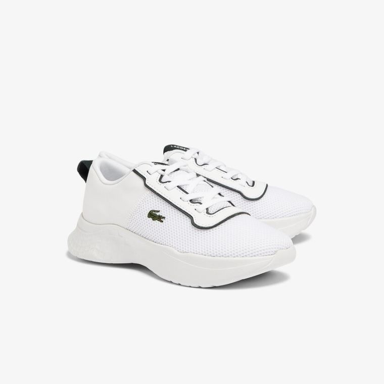 Lacoste Court-Drive Tekstil Air Mesh Sneakers Hvite Mørke Grønn | aA8D1Kws