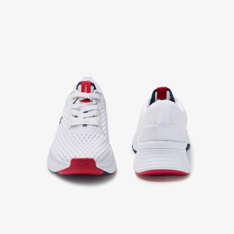 Lacoste Court-Drive Tricolour Tekstil Sneakers Hvite Marineblå Rød | b9ByOiit