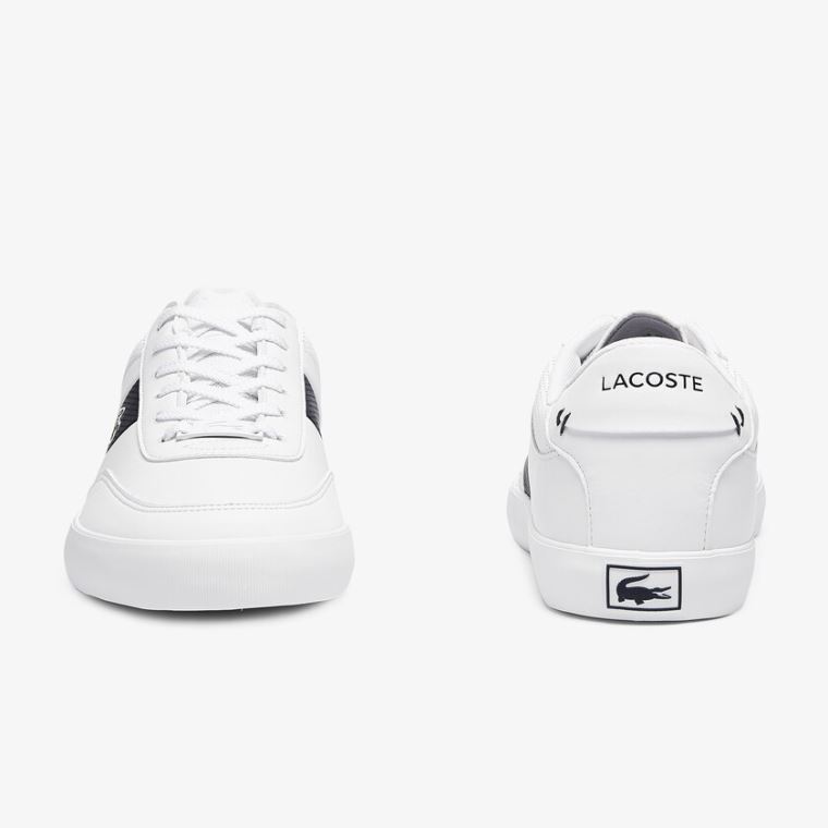 Lacoste Court-Master Lær and Syntetisk Perforated Sneakers Hvite Marineblå | bPeJyQQe