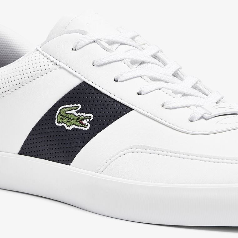 Lacoste Court-Master Lær and Syntetisk Perforated Sneakers Hvite Marineblå | bPeJyQQe