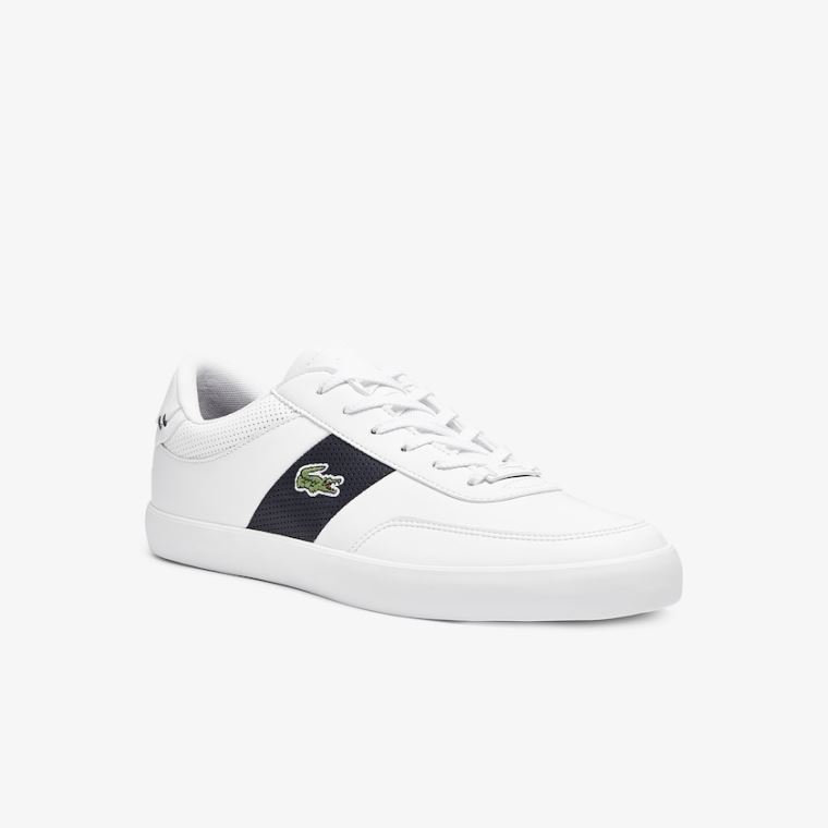 Lacoste Court-Master Lær and Syntetisk Perforated Sneakers Hvite Marineblå | bPeJyQQe