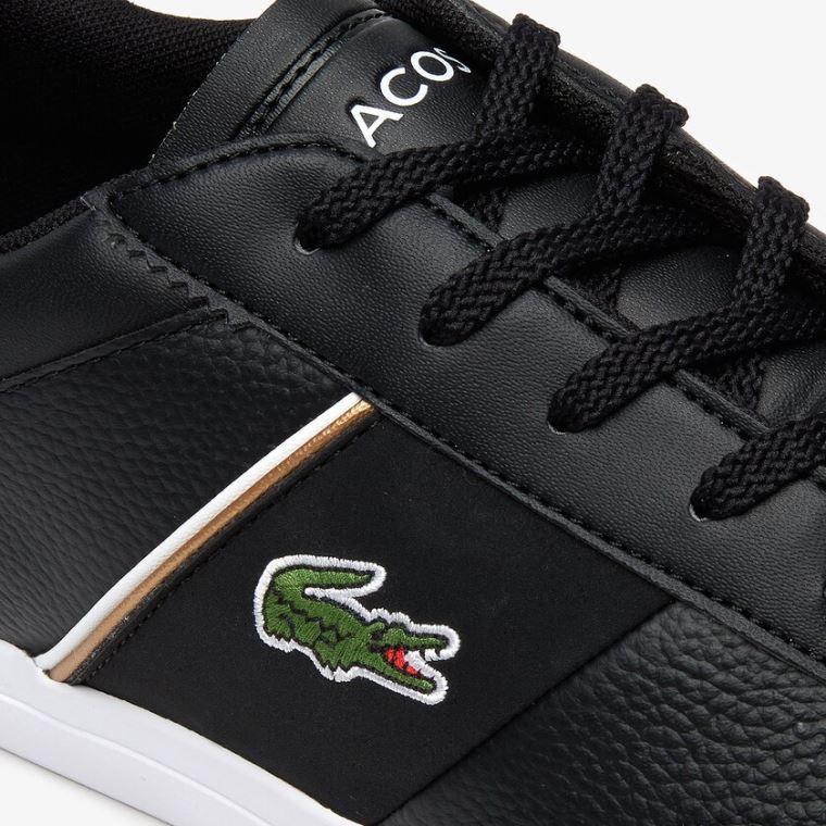 Lacoste Court-Master Tumbled Lær Sneakers Svarte Hvite | 1rM5bs9H