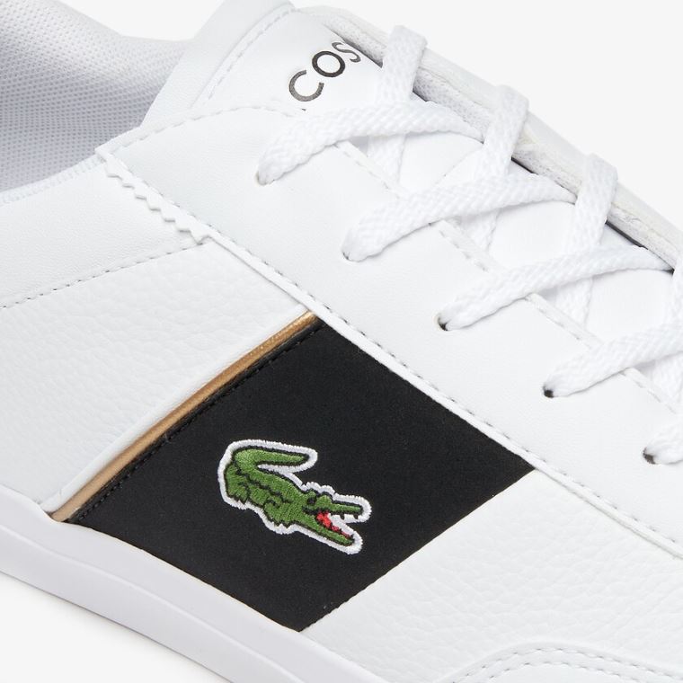 Lacoste Court-Master Tumbled Lær Sneakers Hvite Svarte | uqJStBNP