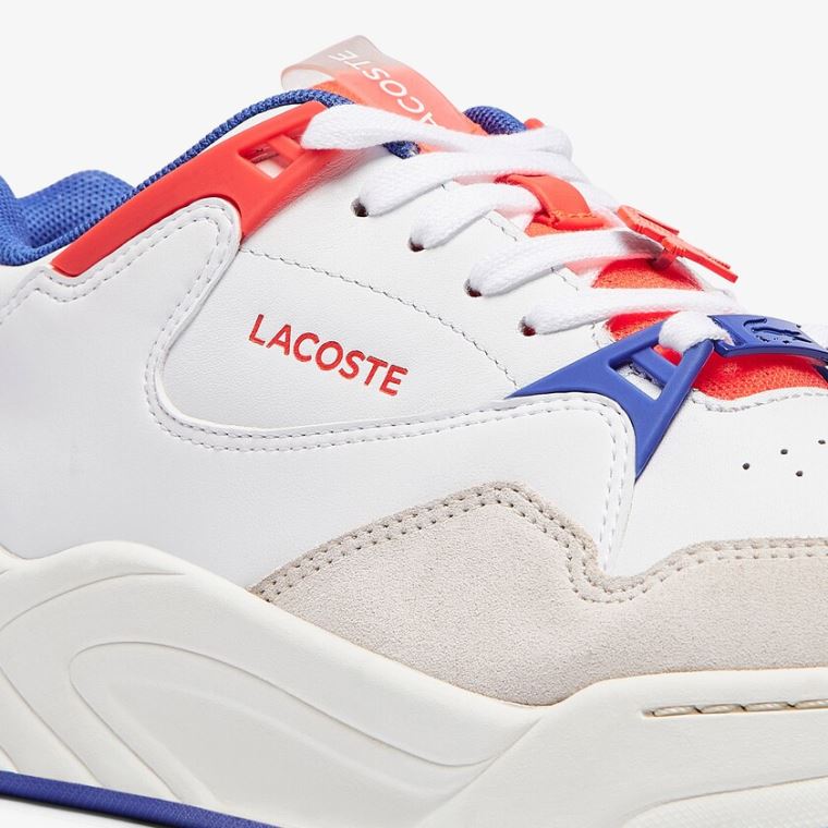 Lacoste Court Slam Syntetisk and Lær Sneakers Hvite Korall | ByetwAje