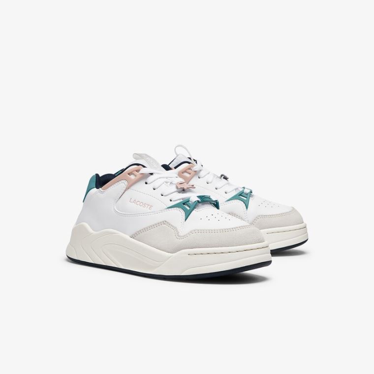 Lacoste Court Slam Syntetisk and Lær Sneakers Hvite Rosa | Ihd0SDUr