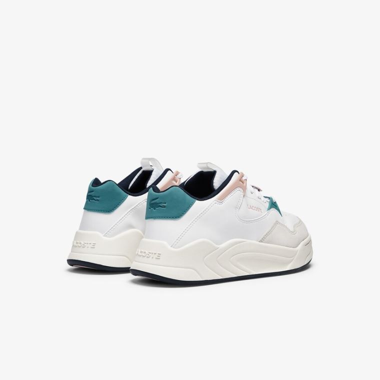 Lacoste Court Slam Syntetisk and Lær Sneakers Hvite Rosa | Ihd0SDUr