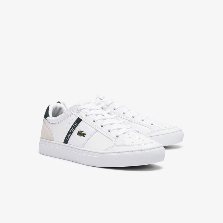 Lacoste Courtline Lær and Tekstil Sneakers Hvite | Tx8Mdrpv