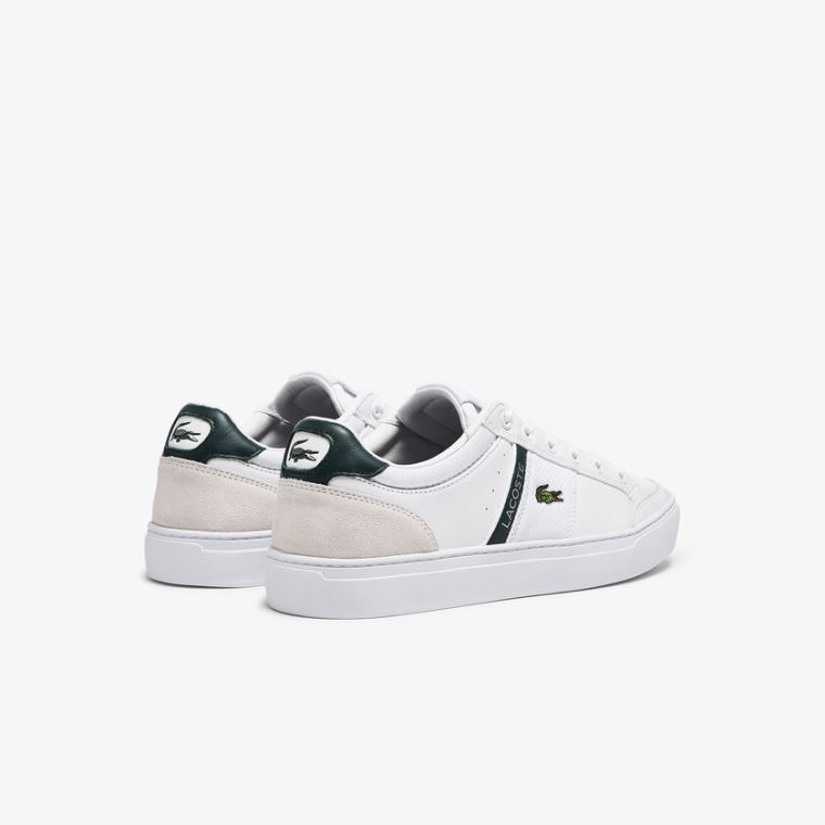 Lacoste Courtline Lær and Tekstil Sneakers Hvite | Tx8Mdrpv