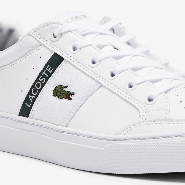 Lacoste Courtline Lær and Tekstil Sneakers Hvite | Tx8Mdrpv