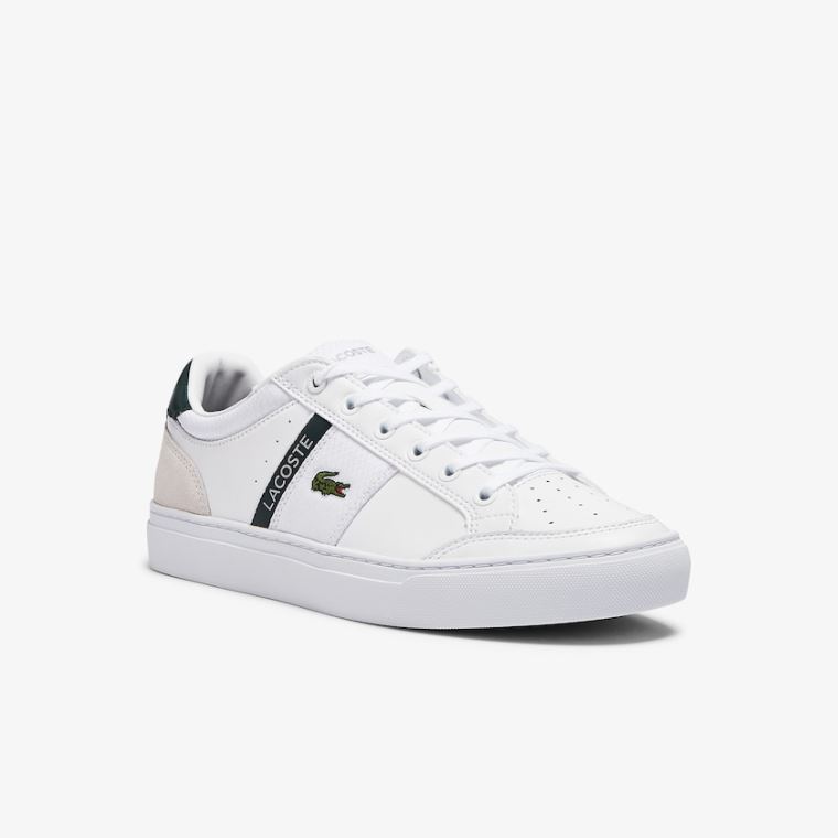 Lacoste Courtline Lær and Tekstil Sneakers Hvite | Tx8Mdrpv