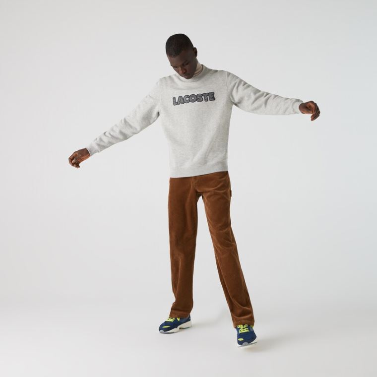 Lacoste Crew Neck Flecked Fleece Sweatshirt Grå | n8BiWbjs