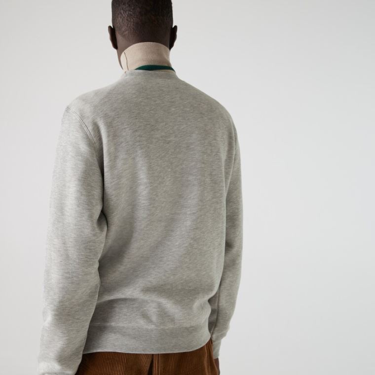 Lacoste Crew Neck Flecked Fleece Sweatshirt Grå | n8BiWbjs