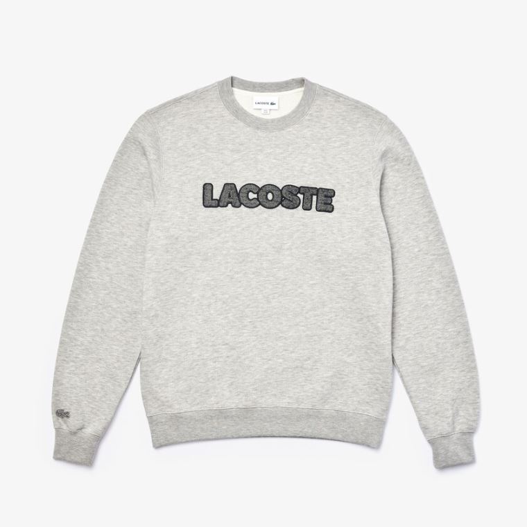 Lacoste Crew Neck Flecked Fleece Sweatshirt Grå | n8BiWbjs