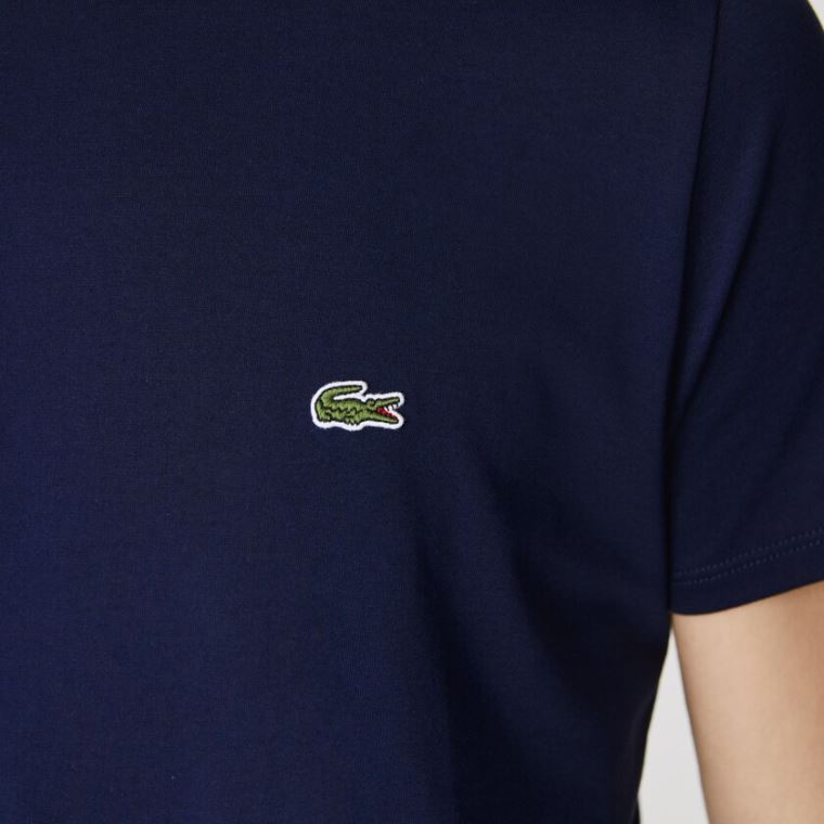 Lacoste Crew Neck Pima Bomull Jersey T-shirt Marineblå Blå | LcVsmPhT