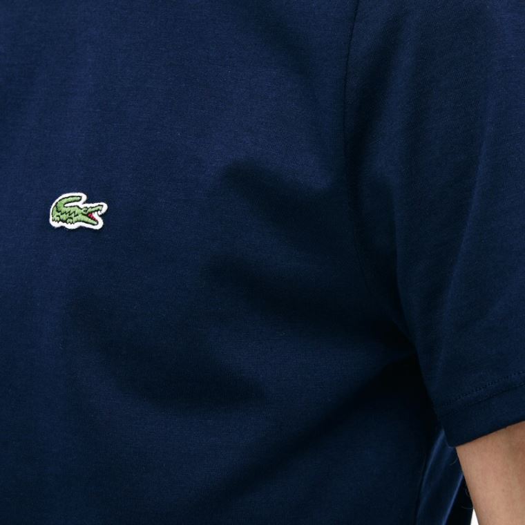 Lacoste Crew Neck Pima Bomull Jersey T-shirt Marineblå Blå | LcVsmPhT