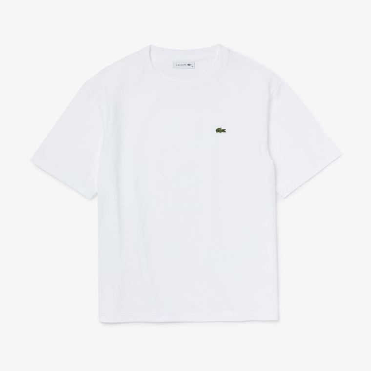 Lacoste Crew Neck Premium Bomull T-shirt Hvite | ydgxgUPH