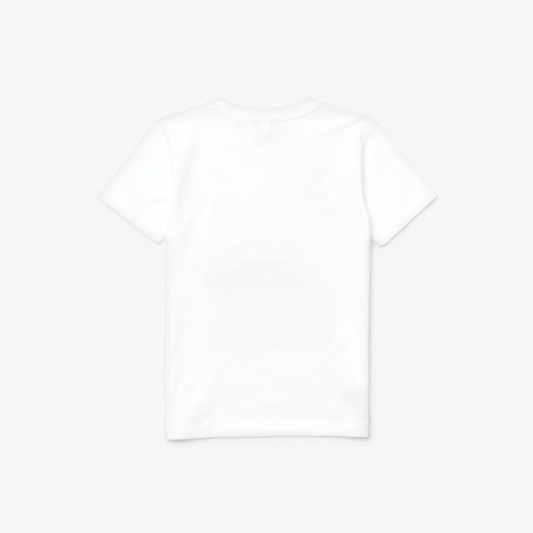 Lacoste Crew Neck Print Bomull T-shirt Hvite | ORzKDcFc