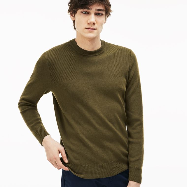 Lacoste Crew Neck Technical Knit Genser Beige | A4nhdICn